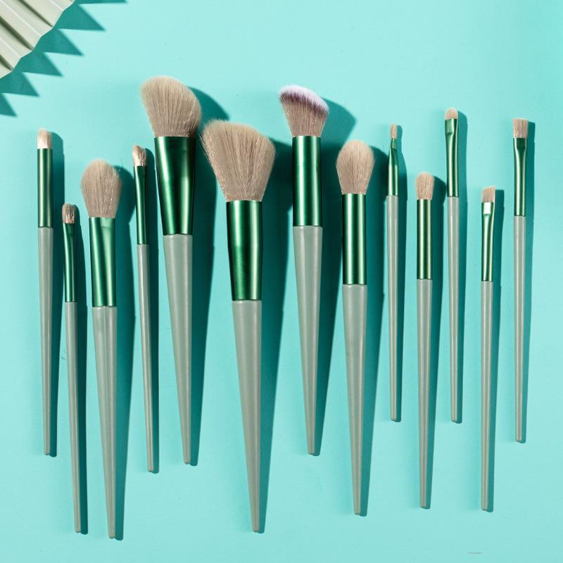 

Makeup Brushes 13pcs Siji Green Fix Brush Pack Set Portable Blending Make Up Beauty Tool Eyeshadow Blush Loose Powder