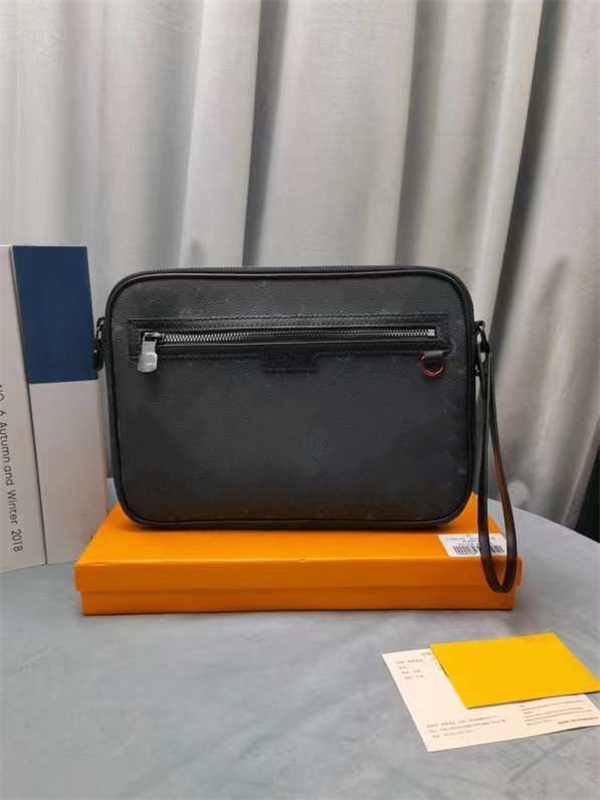 

KASAI Strap Wrists Bags for Men Fashion Classic Designers Clutch Bag Women Coated Canvas Leather Wrist Toiletry Kits Wallet Luxurys Totes Handbags Woman Clutches, Black stripe