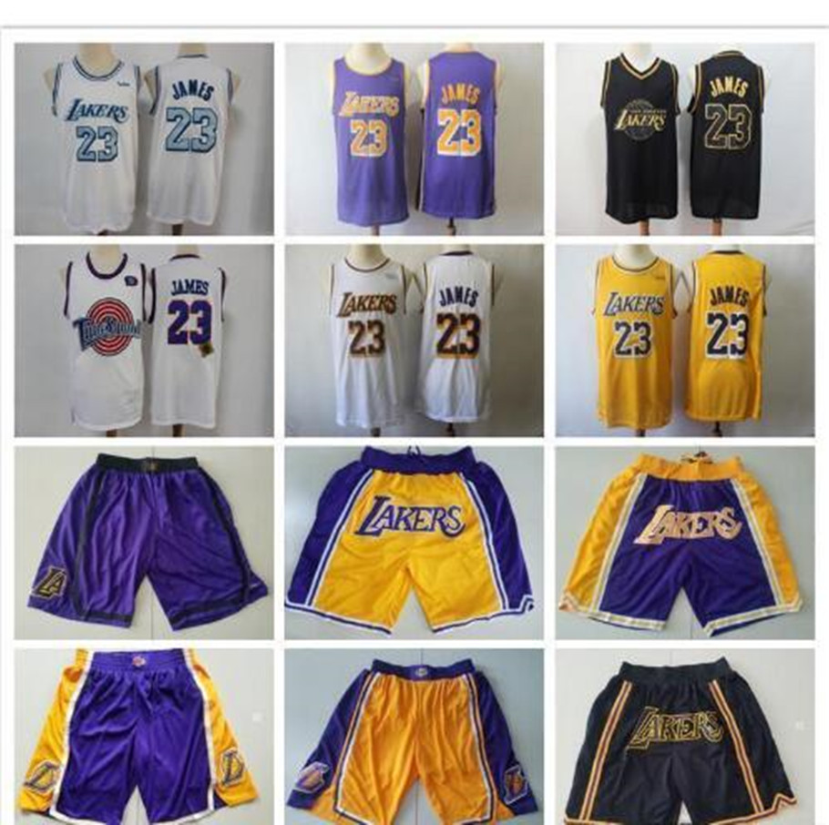 

Mens Los Angeles Throwback Lakers LeBron white James Basketball Shorts Basketball Jerseys black yellow, Black;gray