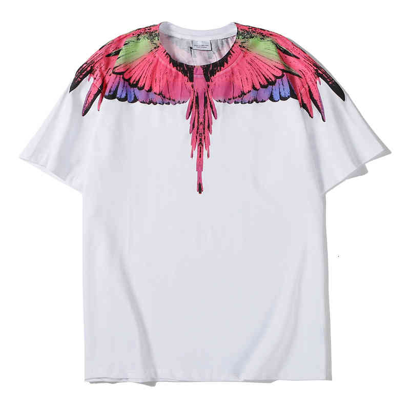 

2023 Marcelo Tee Shirts Burlon Hip Hop High Street Fashion Tie Dyed Feather Water Drop Wings Pure Cotton Short Sleeve T-shirt Asian size, White(asian size)