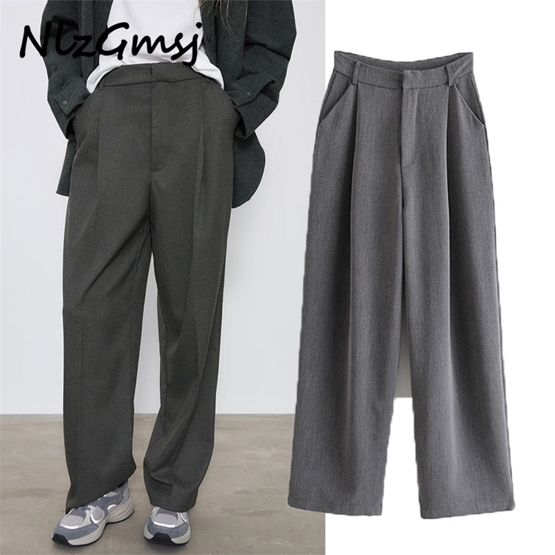 

Pant Fashion High Waist Wide Leg Loose Casual Solid Long Female Trousers Mujer 210628, As picture