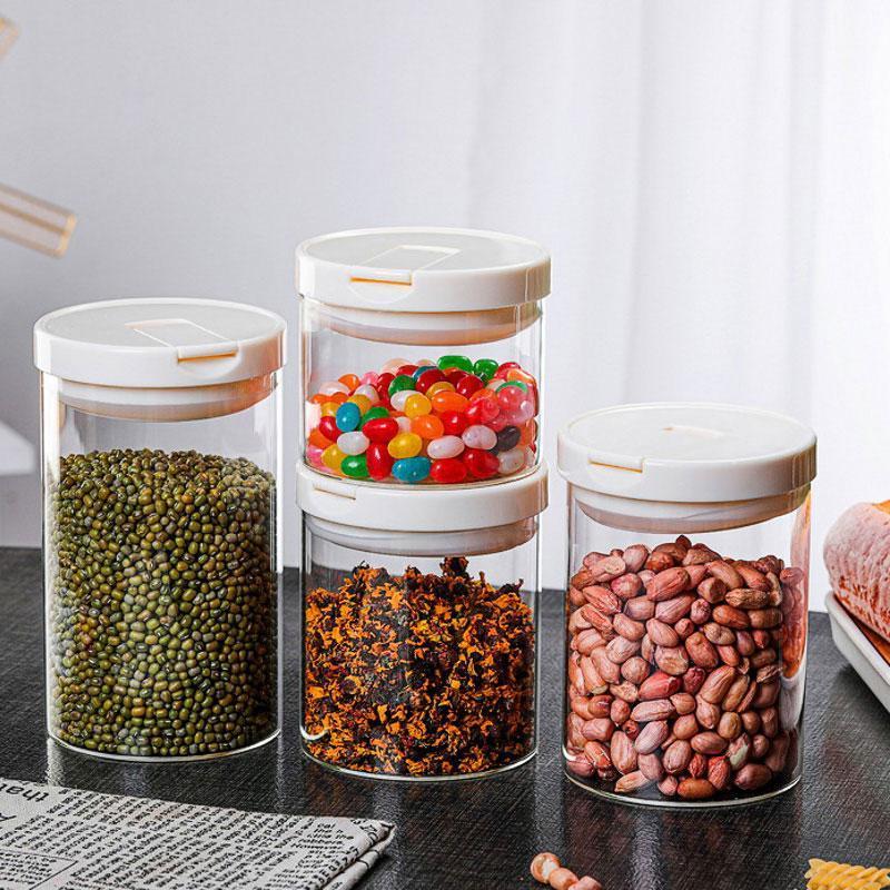 

Storage Bottles & Jars 300/500/700/900ml Glass Food Container Kitchen Organizer Jar Tea Beans Grains Candy Containers Sealed