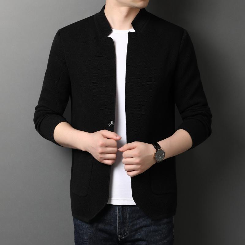 

Men's Sweaters Fashion Cardigan Men V Neck Mens Thin Slim Fit Solid Knitting Jacket Man Bottom Knitwear Sweater Clothing 2021, White;black