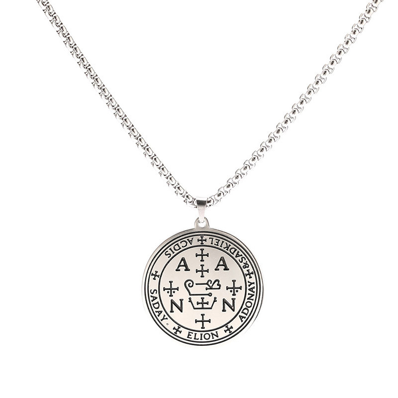 

Halloween youth Necklace Archangel round brand laser Necklace