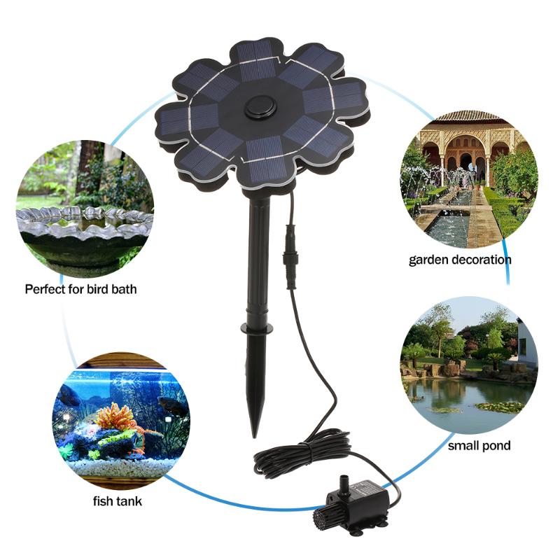 

Solar Fountain Pump For Bird Bath Flower Shaped Panel With Stake Powered Sprinkler 7.7"/2.5W Garden Decorations