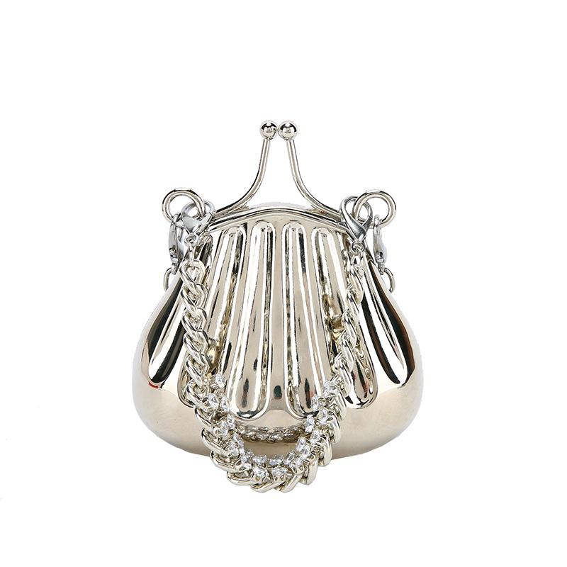 

Evening Bags Mini Tote Bag Silver Shell 2021 Summer Metal Women's Designer Handbag Chain Shoulder Messenger Lipstick Purses