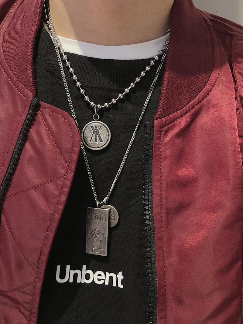 

Chains Round Pendant Metal Beads Hiphop Men And Women Stacking Suit Necklace Jewelry Christmas Gift, Silver