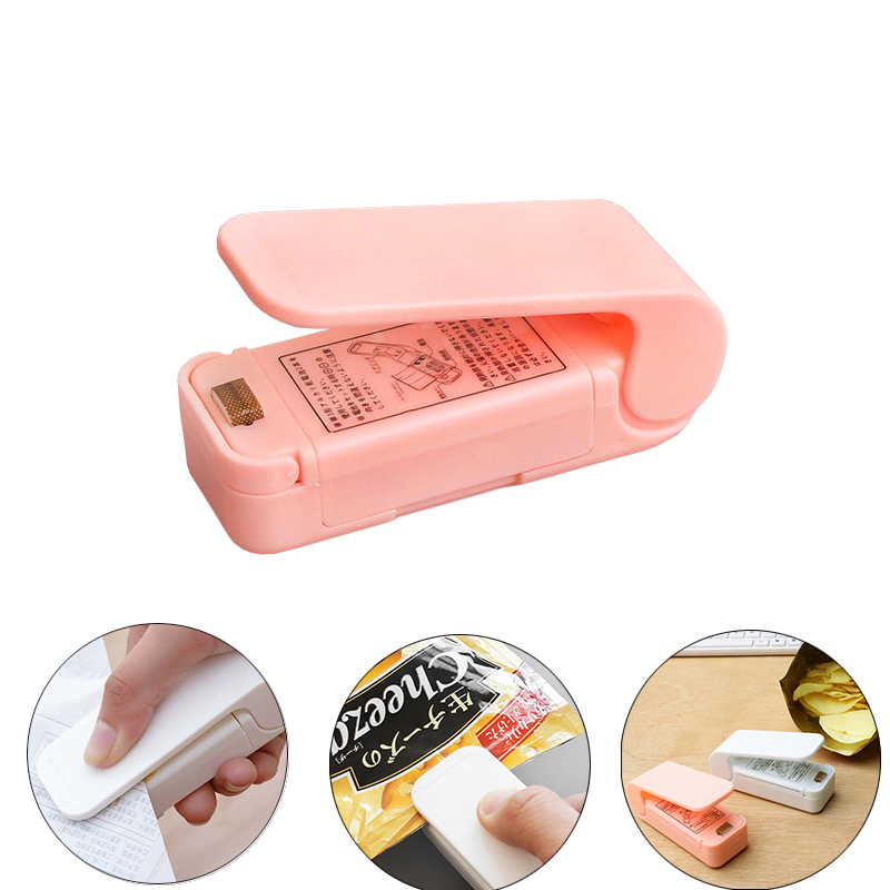 

Kitchen Storage Bag Clips Portable Mini Heat Sealing Machine Small Handheld Heating Vacuum Sealer Seal Packing Plastic Bags Pink White Color