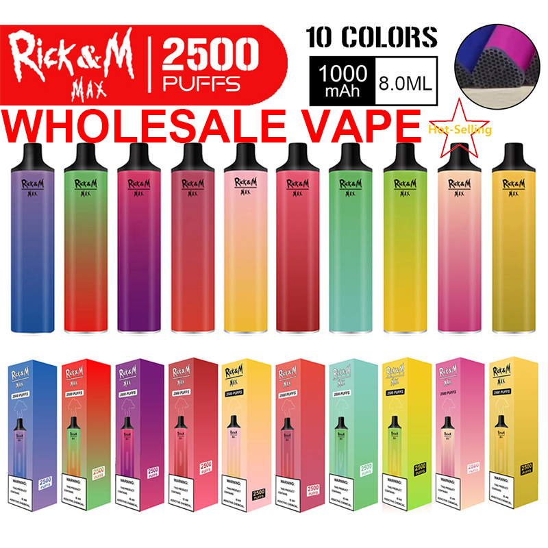 

Hottest RICKM Max 2500 Puffs Disposable Electronic Cigarettes Device Kit 8ml 1000mAh Battery Vape