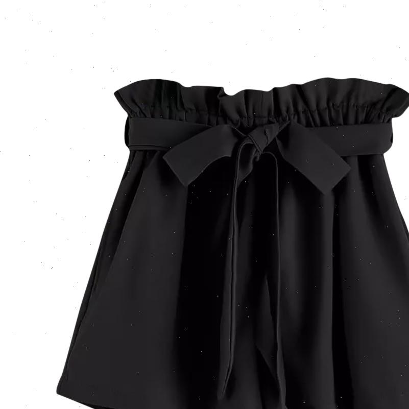 

womens short women retro solid classic shorts high elastic waist with string casual fit pocket spodenki damskie, White;black