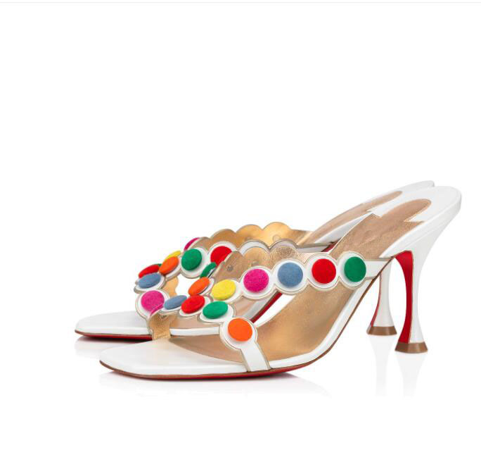 

Summer beach style lace hiigh heel red sole sandals ladies mid-heel high heels party banquet dress size Smartissima 100 mm