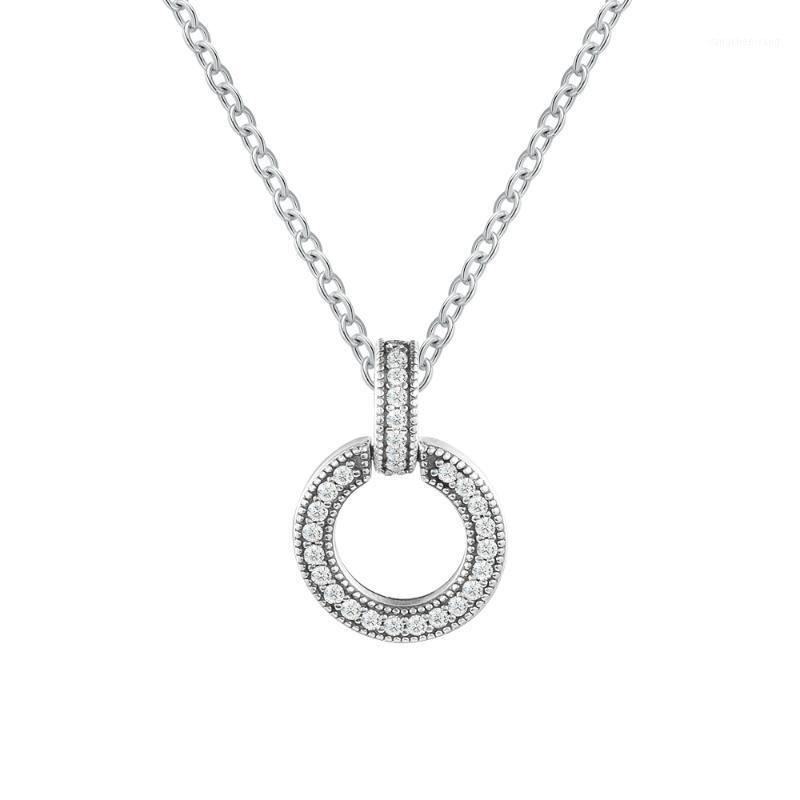 

Chains 2021 July Double Circle Pendant & 45CM Link Chain Necklace S925 Silver Jewelry Necklaces For Women Fine Gift N147