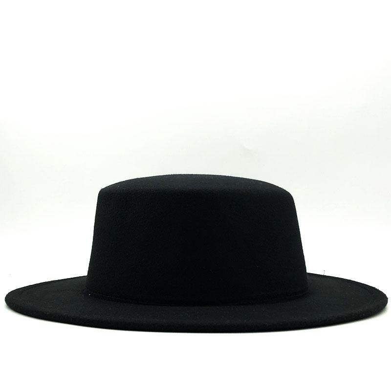 

Wide Brim Hats Winter Autumn Imitation Woolen Women Men Ladies Fedoras Top Jazz Hat European American Round Caps Bowler Feminino Gorra, Red