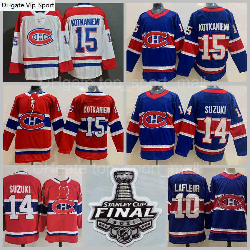 

Ice Hockey 2021 Stanley Cup Final Patch Montreal Canadiens 15 Jesperi Kotkaniemi Jersey 14 Nick Suzuki Jerseys Stitched Reverse Retro Blue, Blue final patch
