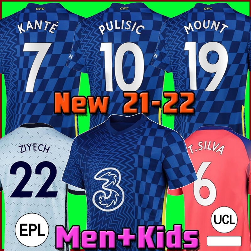 

CFC soccer jersey PULISIC ZIYECH HAVERTZ KANTE WERNER ABRAHAM CHILWELL MOUNT JORGINHO 2021 2022 GIROUD football shirt 20 21 22 home away thrid fourth men + kids kit, Away kids kit