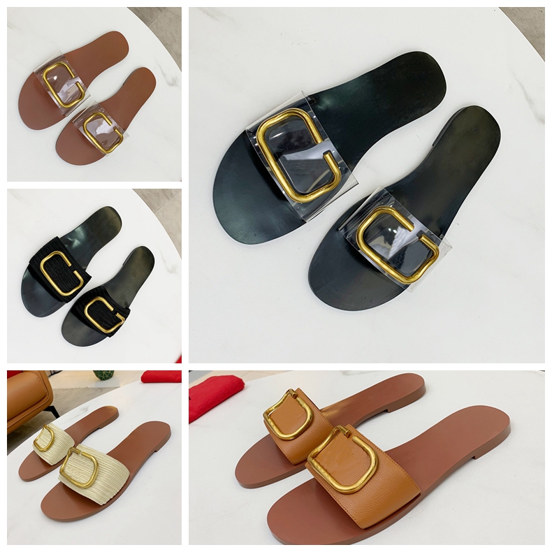 

2022 Luxury designer flops Men Women Sandals Shoes Slide Summer Fashion Wide Flat Slippery Slipper Flop flower Designer Sandals with box, Color:4