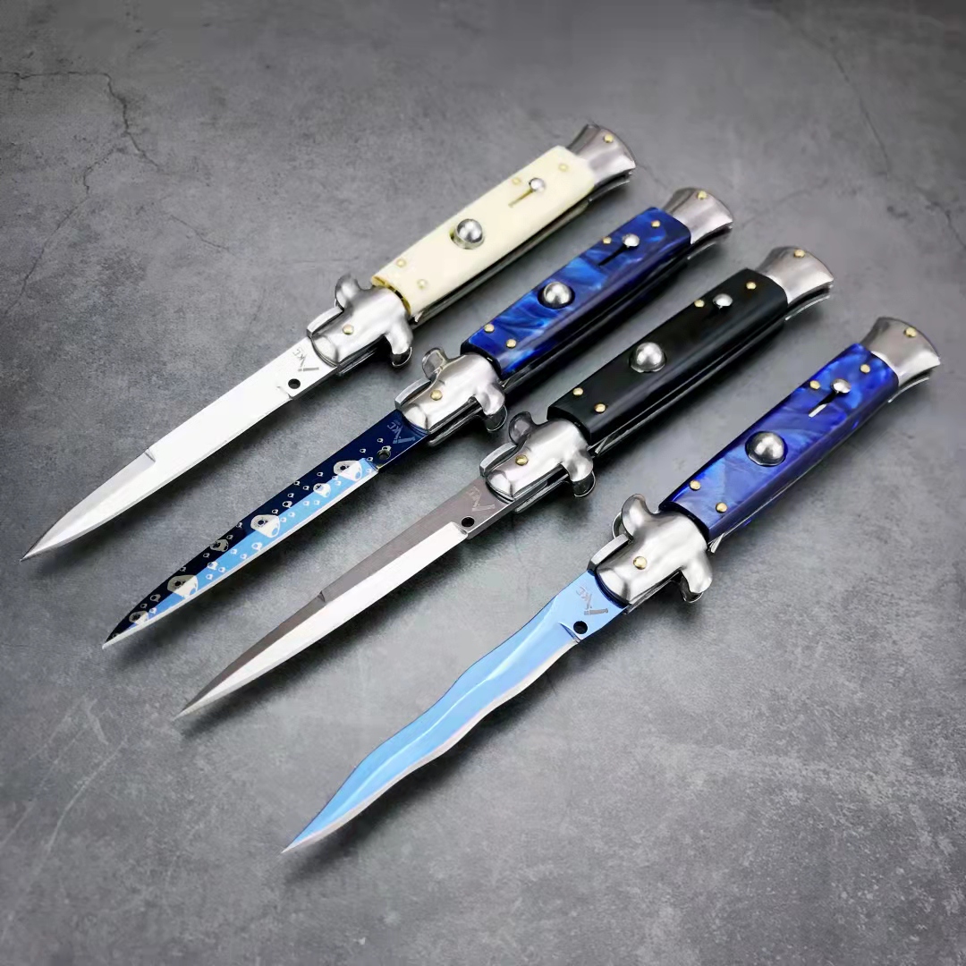 

4Models 9 inch Italian Mafia ATUO OPEN Folding Pocket knife 440C Outdoor Portable Survival Camping Hunting self-defense EDC Automatic Tool knives 10 11