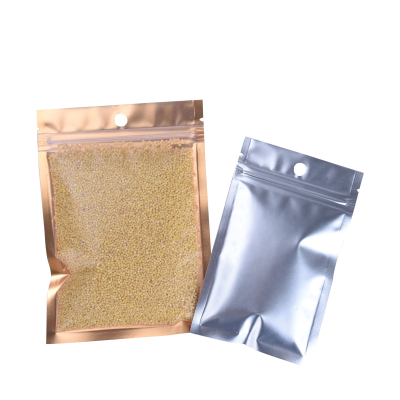 

8x13cm Gold Zip Lock Plastic Bags Resealable Matte/Clear Dried Food Candy Smell Proof Storage Zipper Bag with Hang Hole 100pcs/lot 496 R2