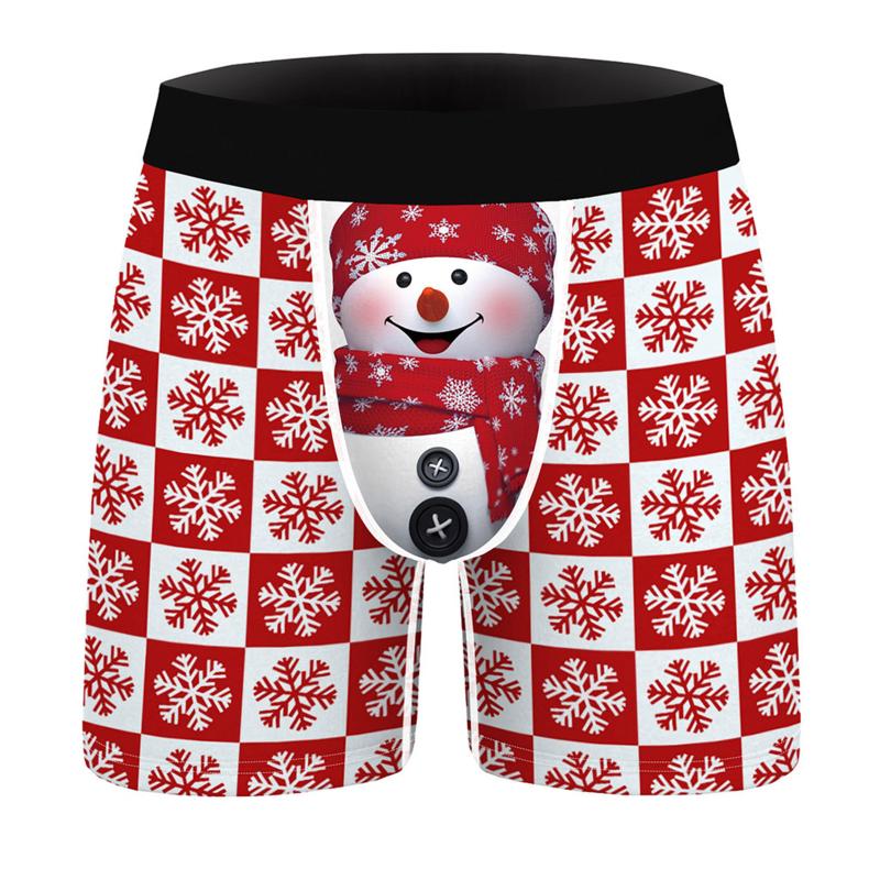

Underpants Men Christmas Underwear Boxer Homme Boxershorts Men's Boxers Sexy Panties 3d Snowman Print Breathable Shorts, Black
