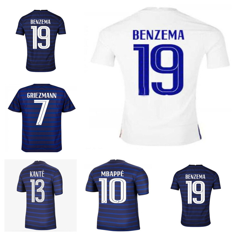 Maillots de Football 2021 Thaïlande Qualité 20 21 Jersey de football Benzema Mbappe Grieuzmann Pogba Maillot Foot Fekir Pavard Kit Top Shirt Homm