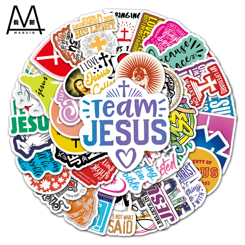 3 Sets = 150PCS Christian English Cartoon Graffiti Stickers Computer Scooter Refrigerator Guitar Stickers-image-706184646