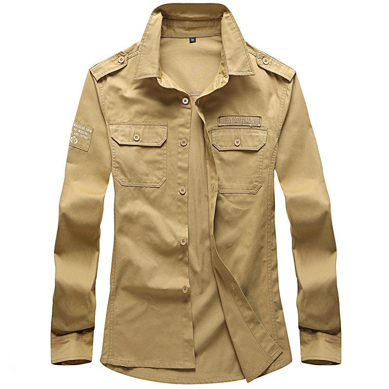 

Men's Casual Shirts Safari Cotton Embroidery Retro Outdoor 6XL Slim Fit With Pocket Long Sleeve Vintage Streetwear Drop, Green safari shirt