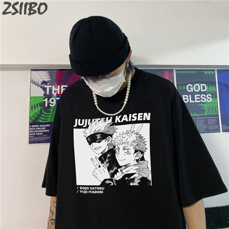 

Harajuku Men's tshirt Jujutsu Kaisen Printed Unisex Short Sleeve T shirt Cool Cartoon Anime Casual T-shirt Male Streetwear T, Bai7