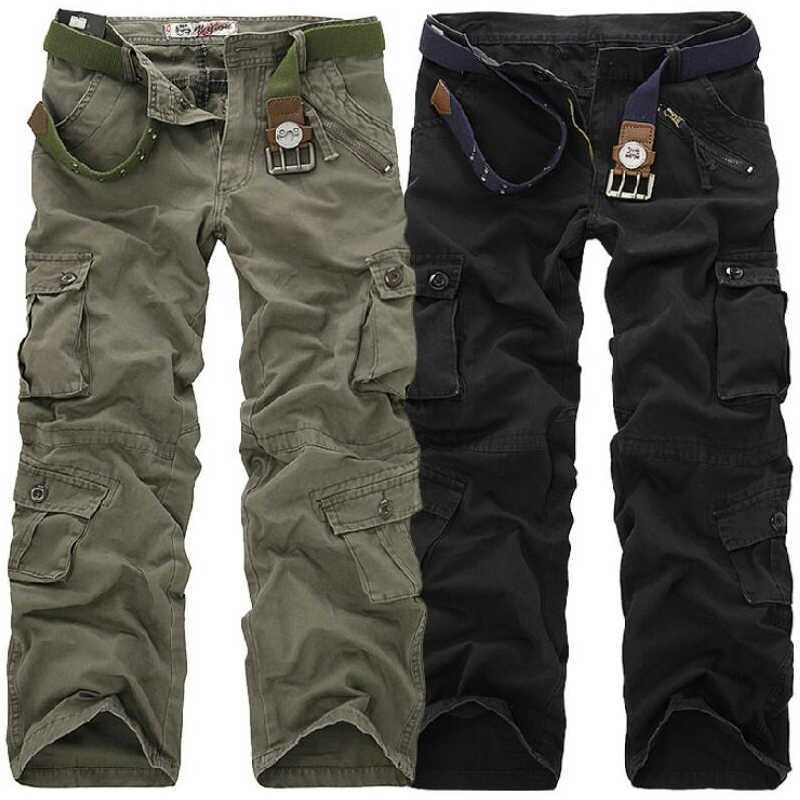 

Men Cargo Pants High Quality Casual Long Trousers Loose Multi Pocket Camouflage Military Pants Men's street Joggers Plus Size 44 210616, Grass green