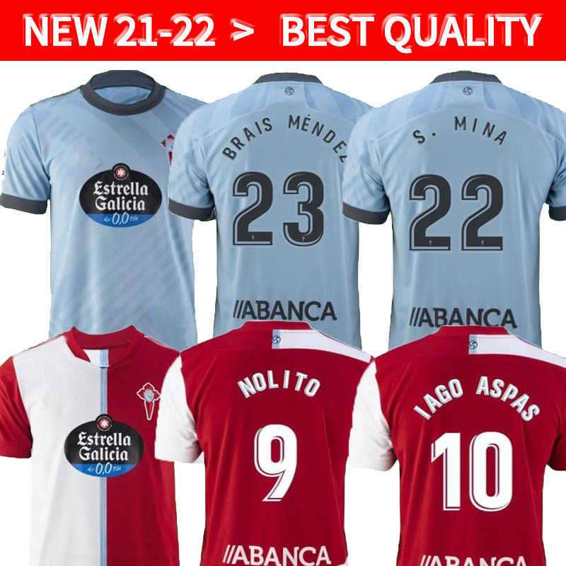 

2021 2022 Celta de Vigo soccer jerseys IAGO ASPAS 21 22 away NOLITO F.BELTRAN HUGO MALLO SOLARI S. MINA Brais Méndez home Men t-shirts, White;black