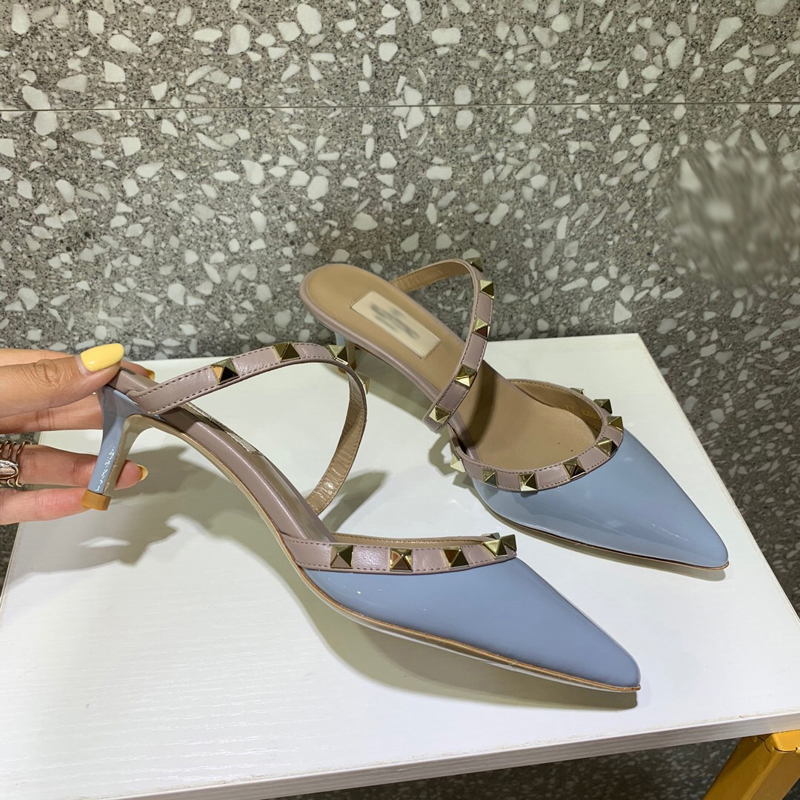 

2021 Good Quality Fashion Women Luxurys Designers Shoes Designer Sandals Womens Luxury High Heels Sandal Dress Shoess With Box Size 35-41 -H412, Sky blue