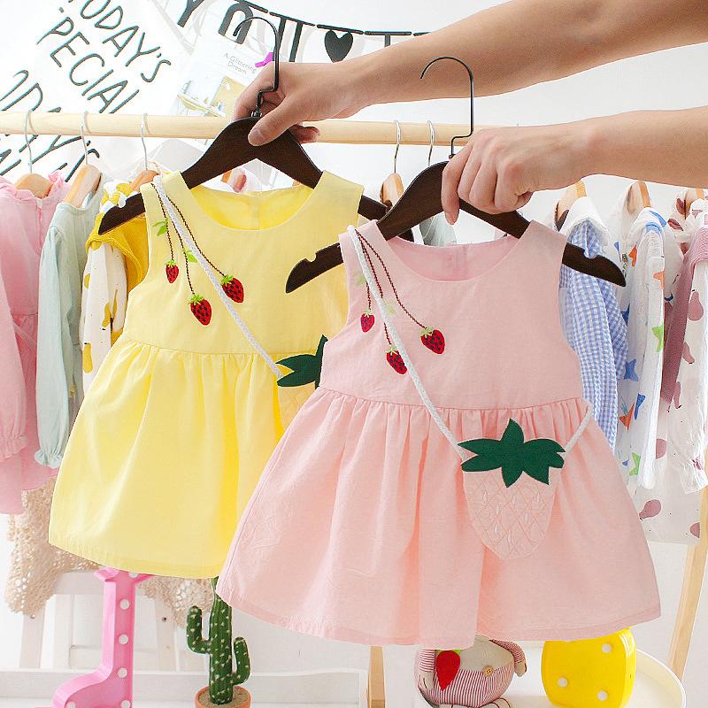 

Girl's Dresses 0-3 Years Old Summer Clothing Small And Medium-sized Children's Print Sleeveless Skirt, Baby Dress Birthday For Women, Pink