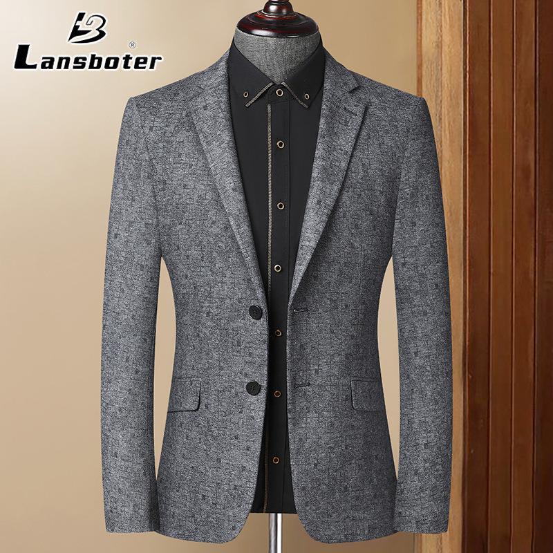 

Men's Suits & Blazers 2021 Style Suit Korean-style Youth Slim Fit Business Casual Plaid Jacket Luxury Men Clothing, Gray