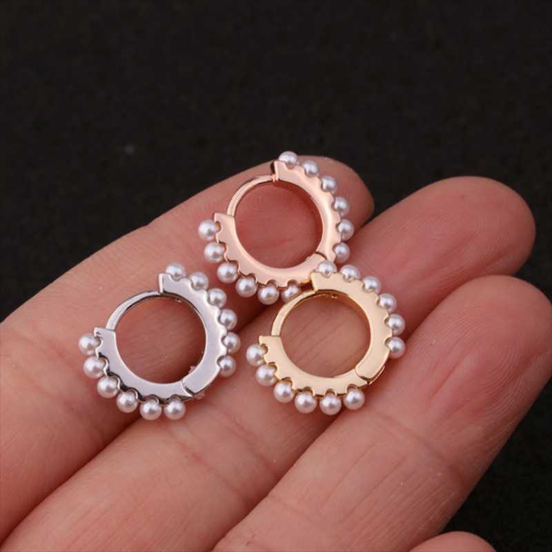 Hoop & Huggie 1Pcs Imitation Pearl Cartilage Earring 8mm Tragus Daith Conch Rook Snug Ear Piercing Jewelry For Women-image-699644285