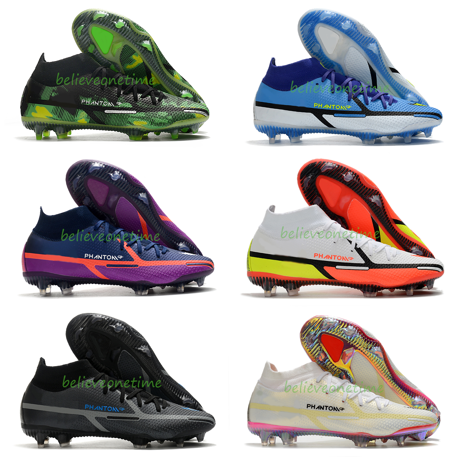 

2022 Mens Phantom GT II 2 GT2 Elite DF FG Soccer Football Shoes Shock Wave Recharge Motivation Black Pack Boys Boots High Ankle Cleats Size 39-45, Color:2