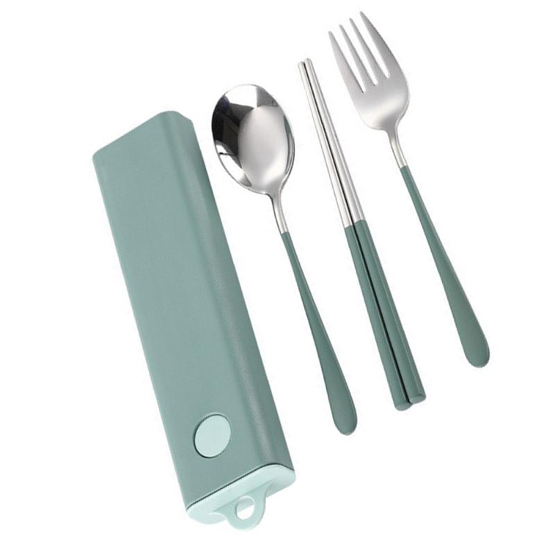 

Dinnerware Sets 1 Set Travel Utensils Stainless Steel Portable Chopsticks Spoon Fork