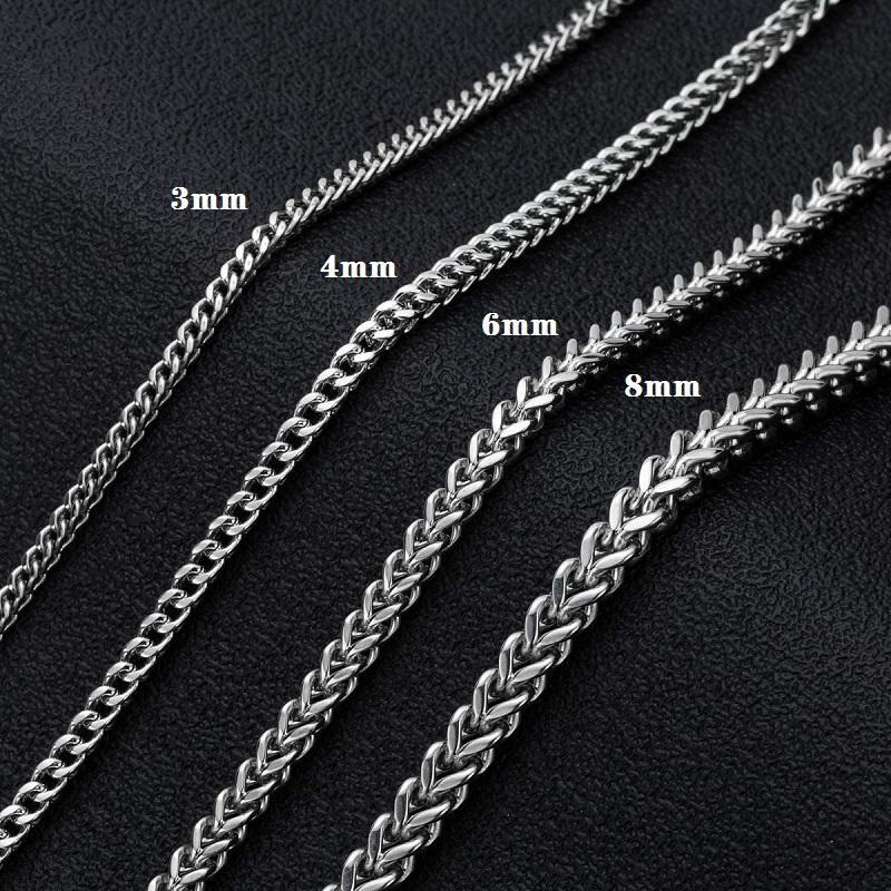 

Chains Stainless Steel Wheat Chain Fish Scales Necklace For Men Women Cuban Link Basic Foxtail Box Silver 3MM 4MM 6MM 8MM