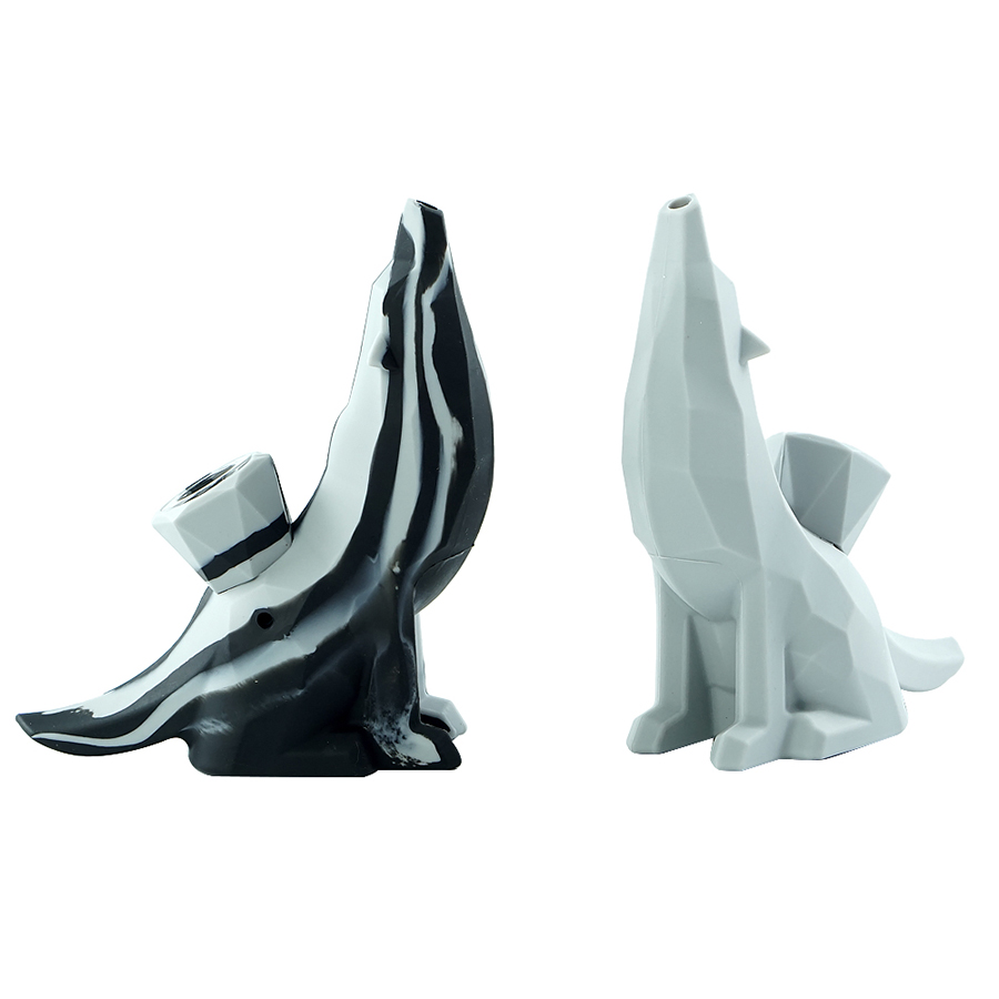 

Portable Silicone wolf Bubbler Smoking Pipe Mini handle pipes Tobacco Herb Colorful Water bong