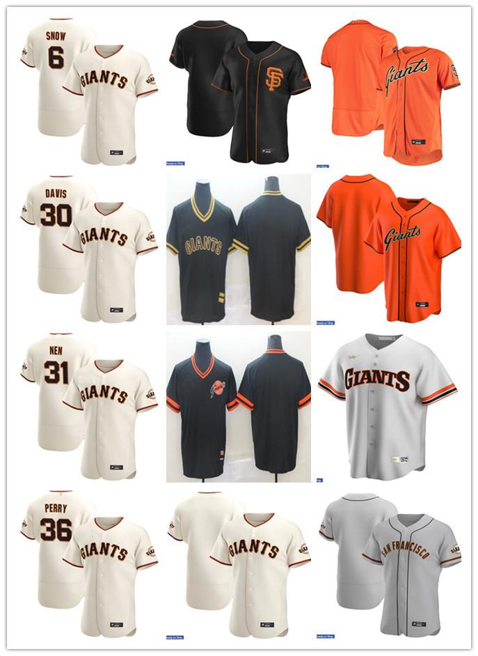 

Men Women Youth 30 Chili Davis 36 Gaylord Perry 6 JT Snow 31 Robb Nen Custom Baseball Jersey Blank black gray orange beige, Colour