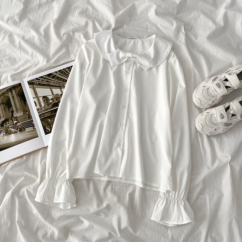 

Women's Blouses & Shirts Design Sense Minority Shirt Spring 2021 Single Breasted White Blousers Hong Kong Style Casual Top YFQS, White shirt