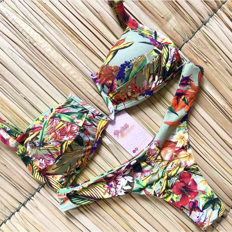 new vshaped steel tuobikini 2021 printed swimsuit bikini-image-671639242