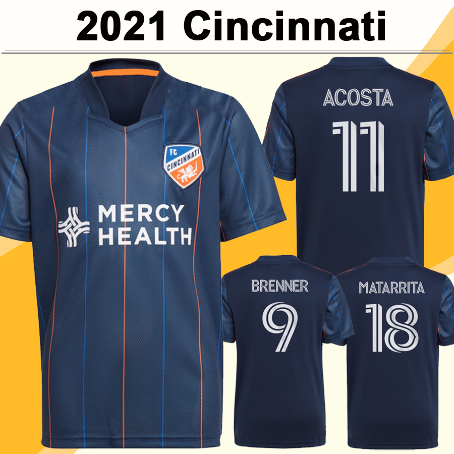 

2021 Cincinnati Mens FC Soccer Jerseys WASTON GARZA KUBO BRENNER Home Blue Football Shirt MATARRITA ACOSTA Short Sleeve Uniforms, Qm3245 2021 home ml patch
