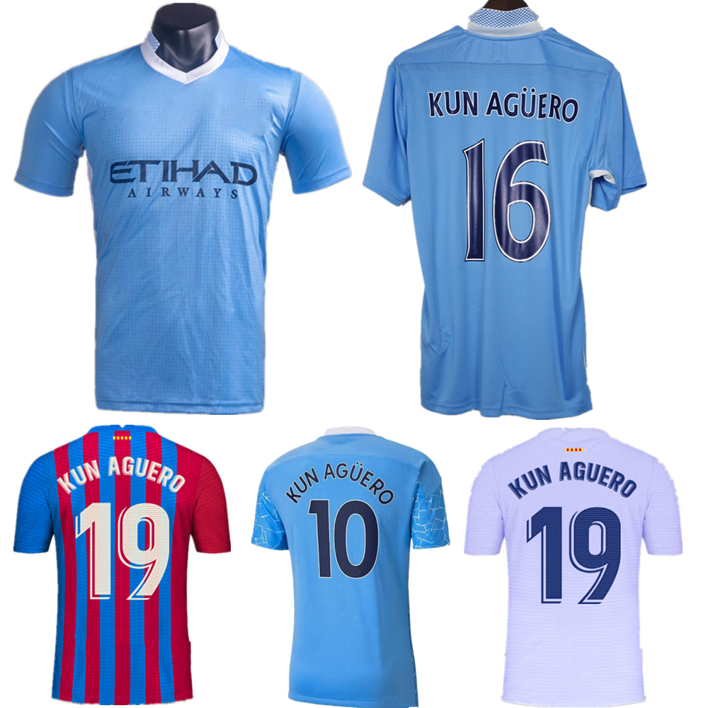 

KUN AGUERO soccer jersey 11-12 city retro football jerseys player version 2021-22 soccer shirt up to 4XL, 21-22 barca home