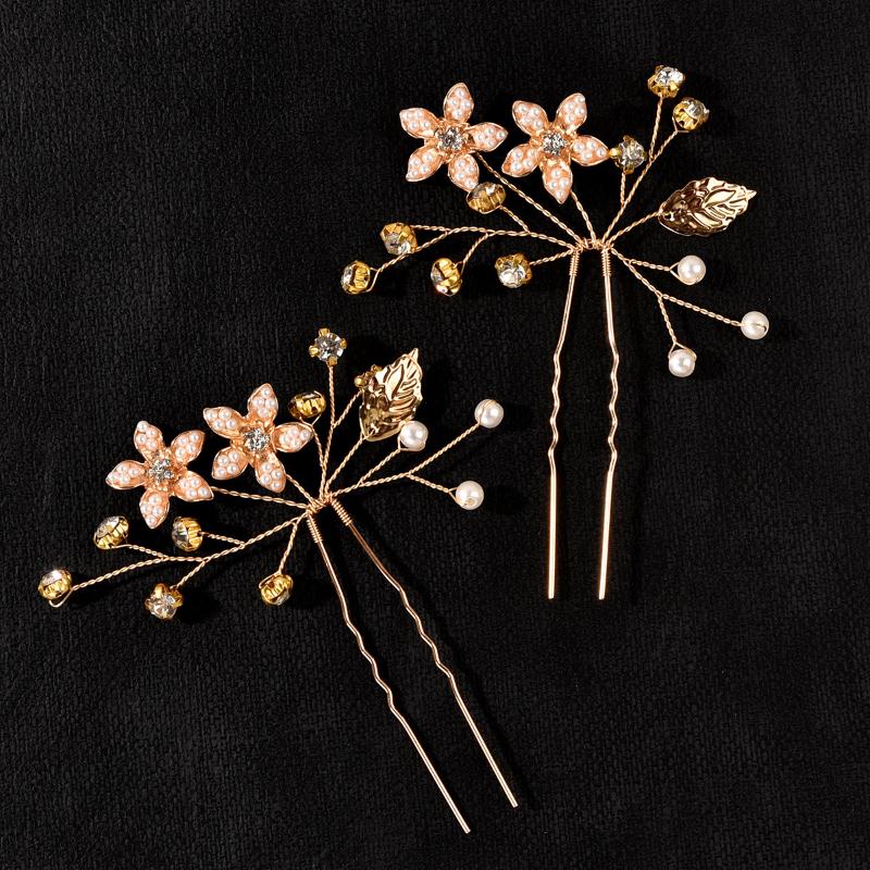 

Hair Clips & Barrettes 2pcs Pearl Flower Pin U-shaped Chinese Style Hairpin Bridal Wedding Styling Making Accessories For Women EA, Golden;silver