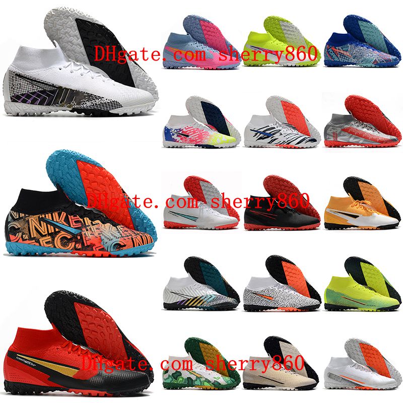 

2021 mens soccer shoes Mercurial Superfly 7 Elite MDS TF Turf Cleats Neymar Cristiano Ronaldo CR7 football boots botas de futbol black, As picture 6
