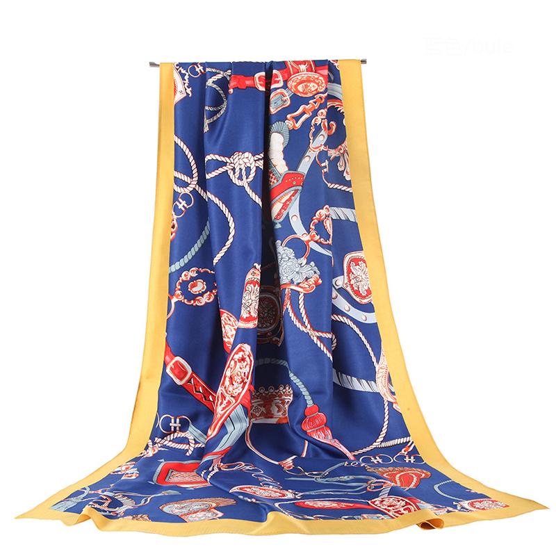 

Hats, Scarves & Gloves Sets 2021 Women's Spring And Autumn Style Printed Twill Thin Chain Pattern Versatile Scarf