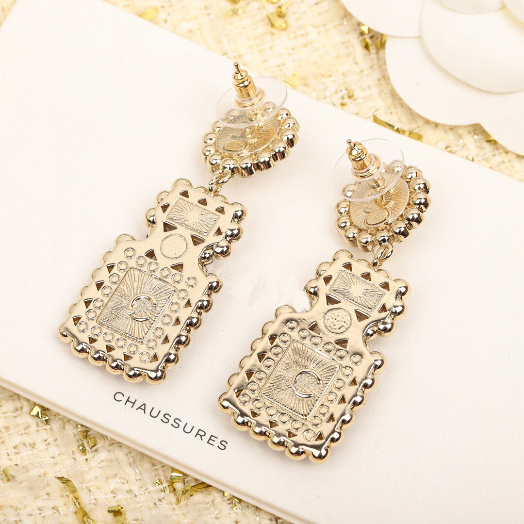 

2022 Top quality charm dangle drop earring with diamond and black crystalin 18k gold plated for women wedding jewelry gift have box stamp PS4245