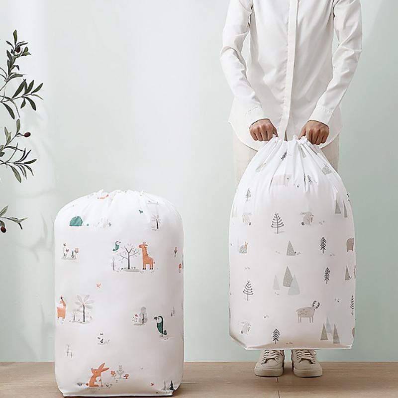 

Storage Bags Quilt Bedclothes Drawstring Pocket Clothing Portable Packing Clothes Bag Wardrobe Damp-Proof Organizer
