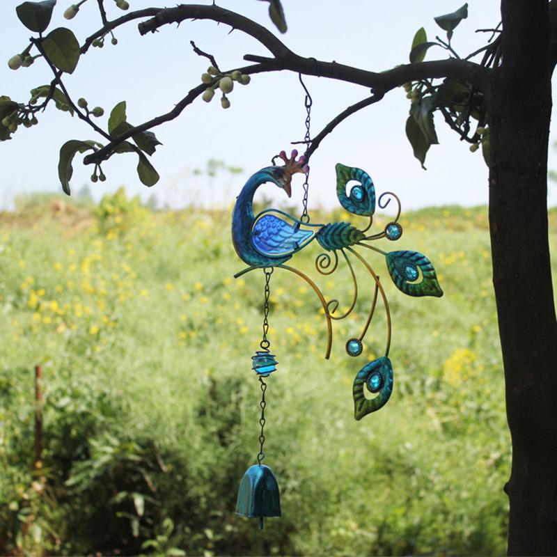 

Indoor Outdoor Metal Wind Chimes Painted Ornaments Creative Peacock Bell Pendants Crafts Window Curtains Pendant Home Decor Gift Decorative