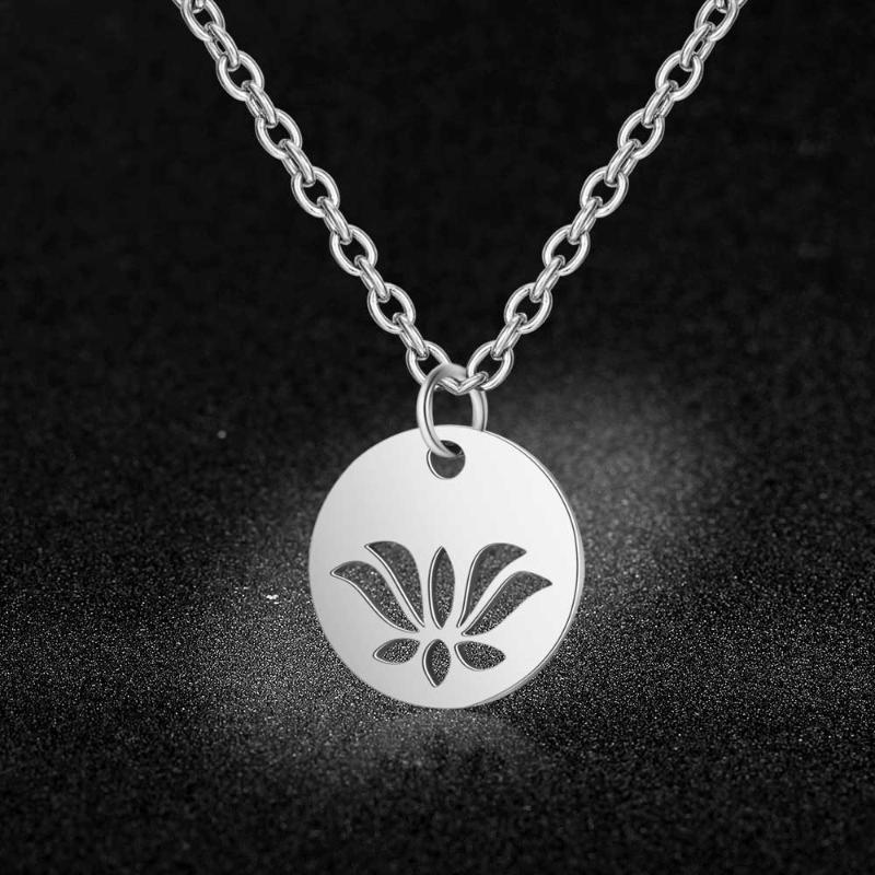 

Pendant Necklaces Quality 100% Stainless Steel Lotus Charm Necklace For Women Super Fashion Jewelry High Polish