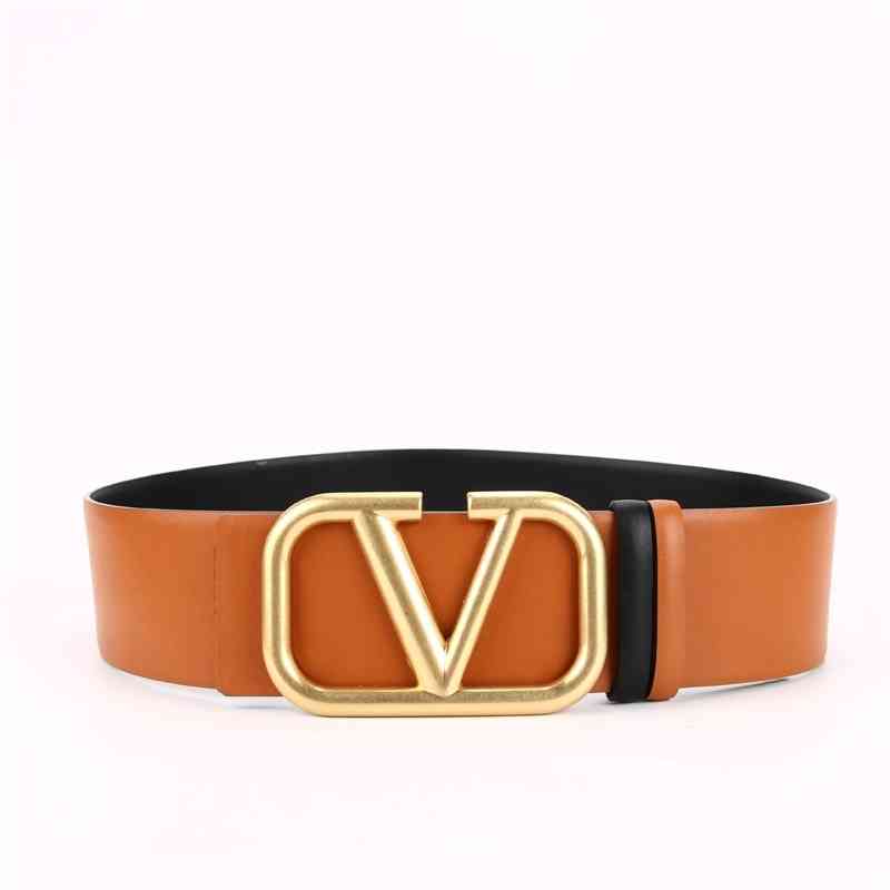 

Belt Korean trend new product V leather belt letter buckle 7.0 double sided, Black;brown